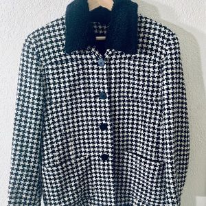 Checkered Black and White Pea Coat